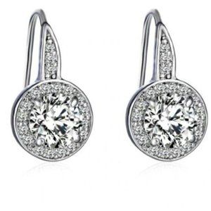 Crystal Halo Earrings made with Swarovski elements - Sterling Silver overlay